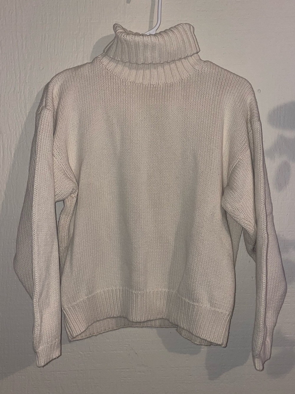 Vintage Jeanne Pierre Cream Turtleneck Sweater Made in Ireland 100% Cotton